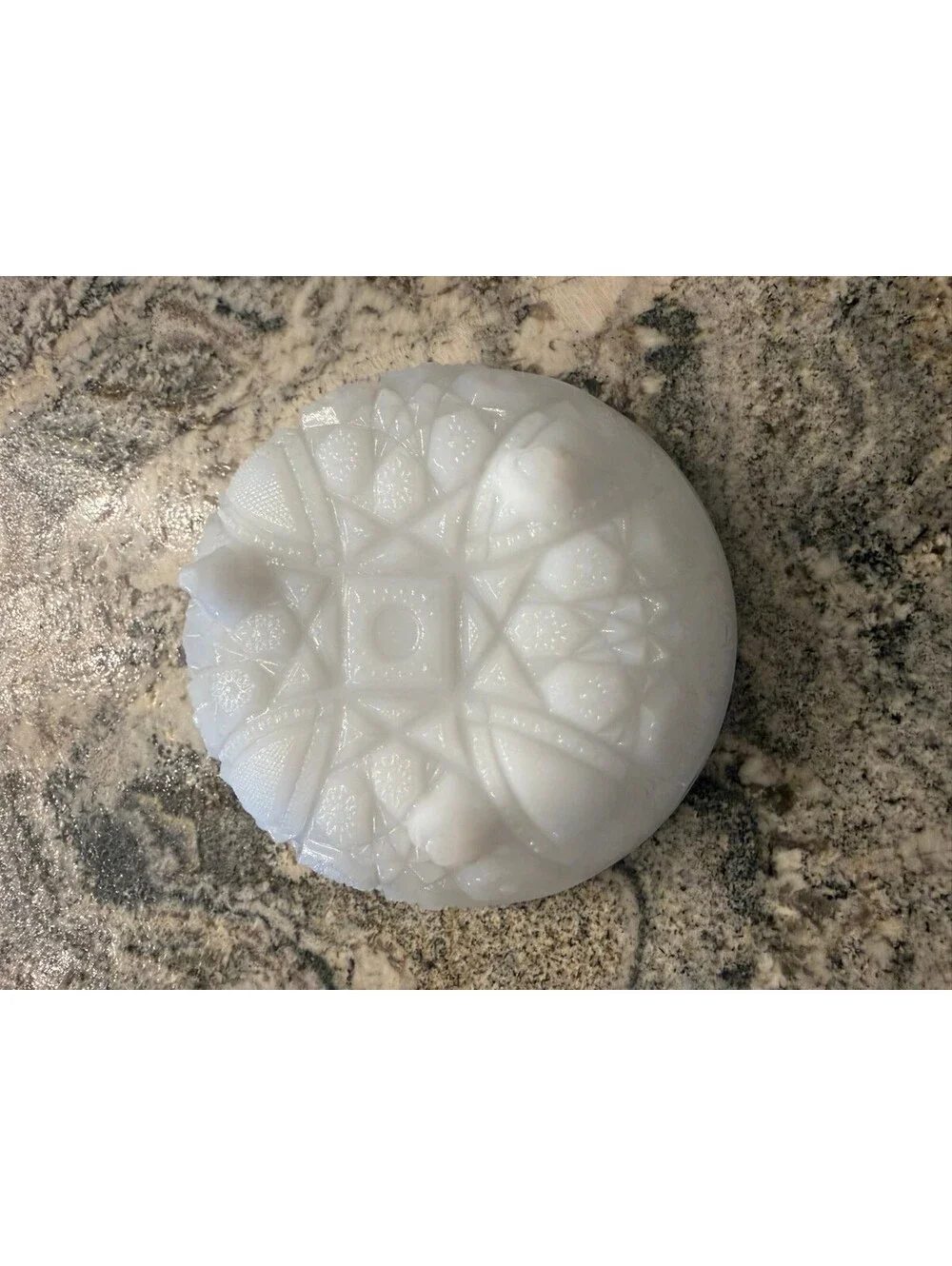 Vintage White Milk Glass Bowl with Decorative Pattern